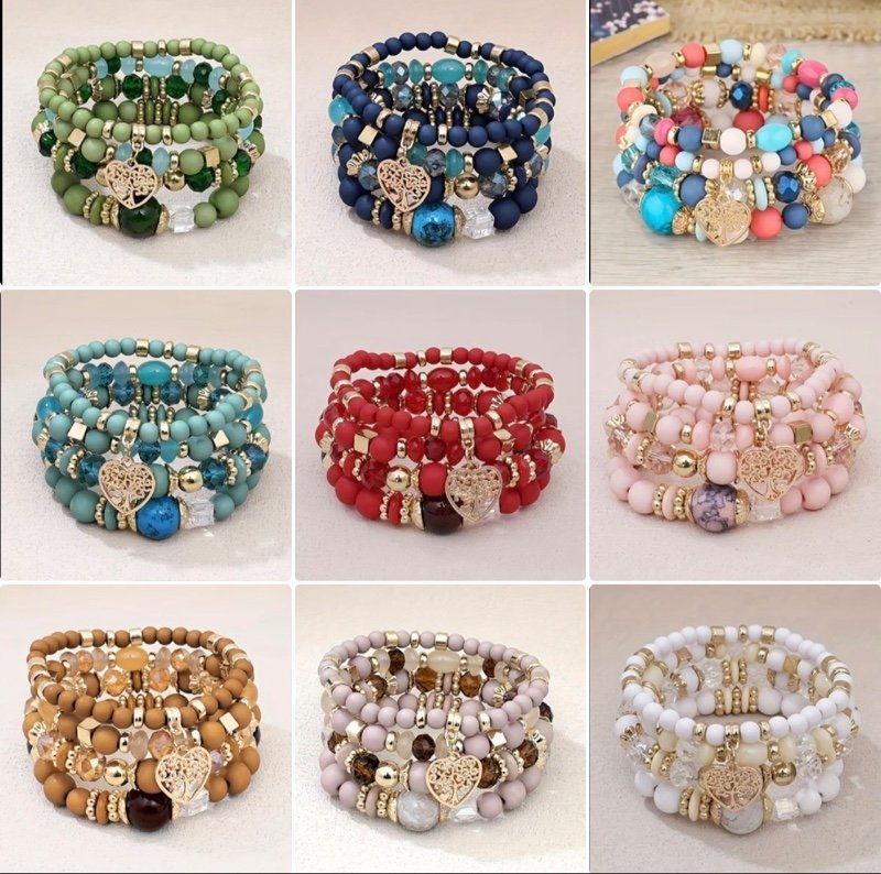 Ensemble de 4 bracelets en perles de style bohème