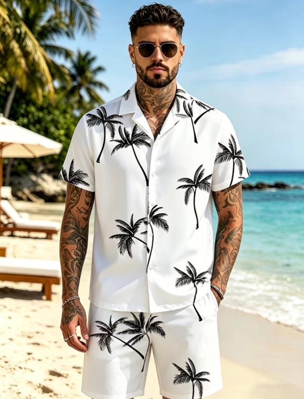 Ensemble deux pièces Hawaïen Palmier pour homme