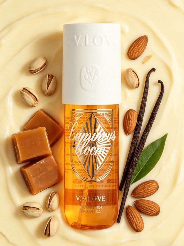 Spray parfum Caramel et Bois de santal 150ml/90ml, longue durée, naturel, frais, spray désodorisant portable convenant pour les fêtes.