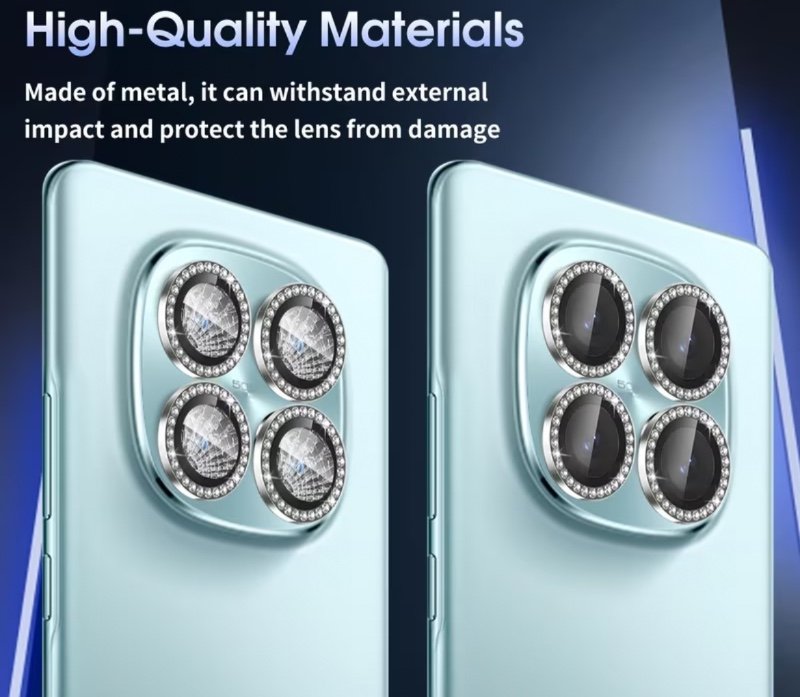 4pcs Anneau Métallique 360 pour RedMi Note 15 4g Pro Plus + 5G Protecteur d'Objectif d'Appareil Photo en Verre Trempé 9H Dureté Résistant aux Rayures Brillant Argenté Scintillant