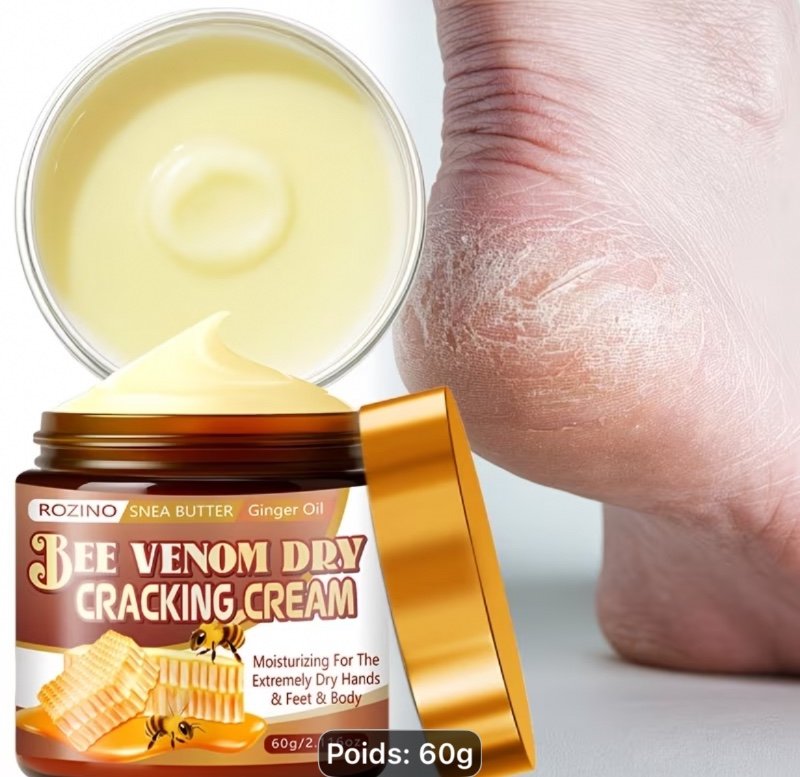 Hydratant Instantané, Hydratant Longue Durée, Crème -Gercures au Venin d'Abeille 60g, Hydratant Puissant, Hydratation et Verrouillage de l'Eau, Absorption Rapide à l'Aide d'une Spatule, Garde les Pieds Lisses, Parfum 72 Heures, Lisse la Peau, Éclaircit le