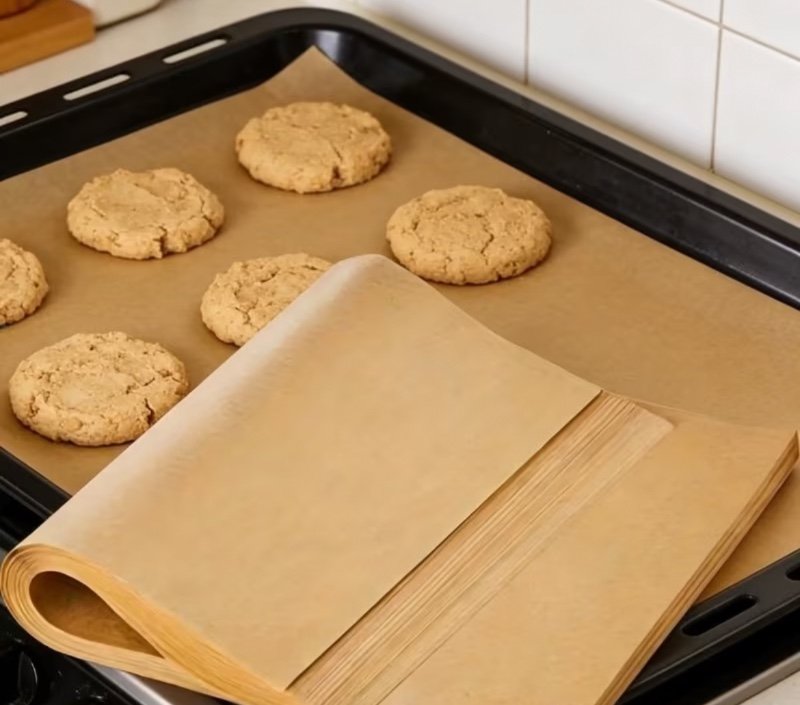 90+10 Feuilles - Papier sulfurisé de qualité supérieure ultra-résistant | Universel pour gâteaux, pain, tartes et pizzas | Spécial pour fours à haute température et friteuses à air | Papier de cuisine multifonctionnel, démoulage et nettoyage faciles